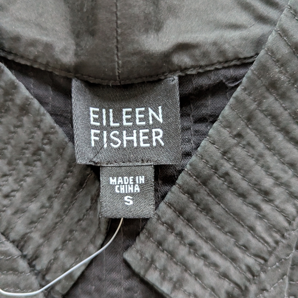Eileen Fisher Black Quilted Silk Habutai - Picture 3 of 11
